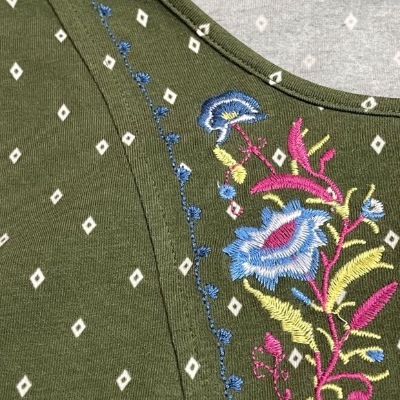 Matilda Jane Through Generations Top Women's Small Green Floral Embroidered Boho - Picture 7 of 13